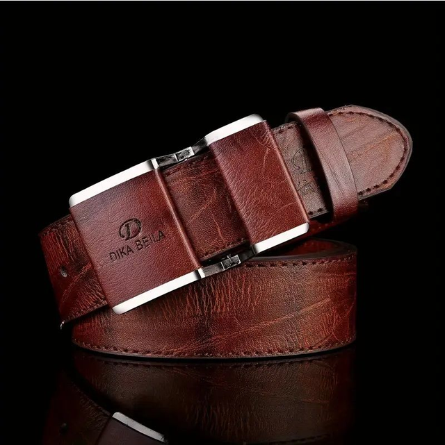 Ceinture à Boucle Lisse Pour Homme D&#039;affaires, loisir, Ceinture Pour Pantalon couleur  marron