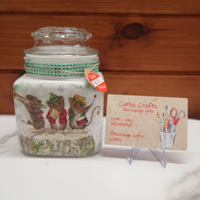 Decoupage Christmas Jar