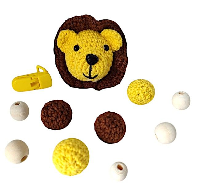 Attache-sucette lion à personnaliser