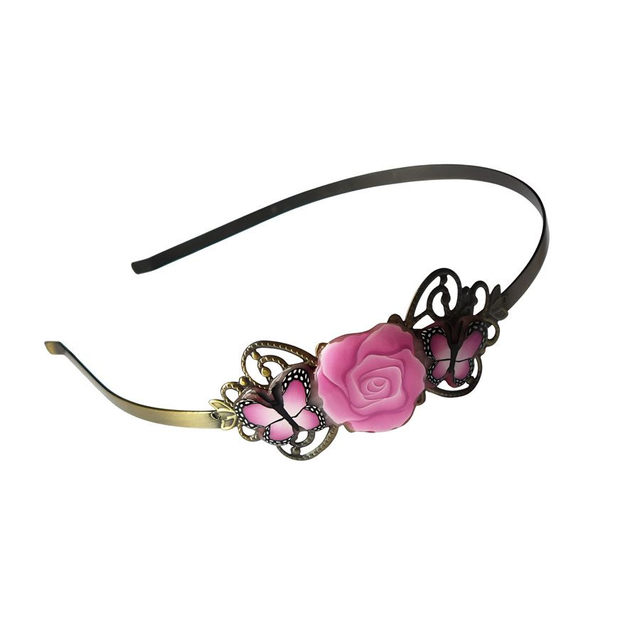 Serre-tête rétro papillons roses