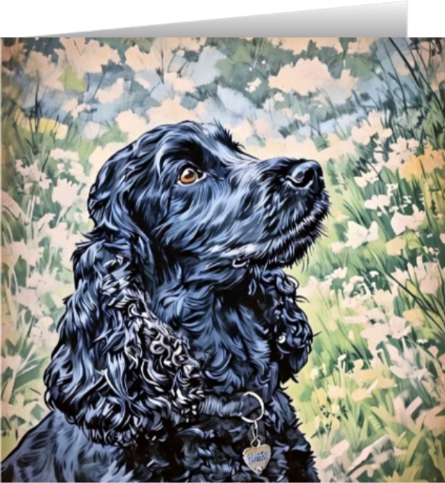 Black Cocker Spaniel - Dog Greetings Card