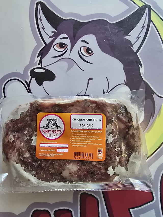 Chicken & Tripe 80/10/10 500g Flat Pkt