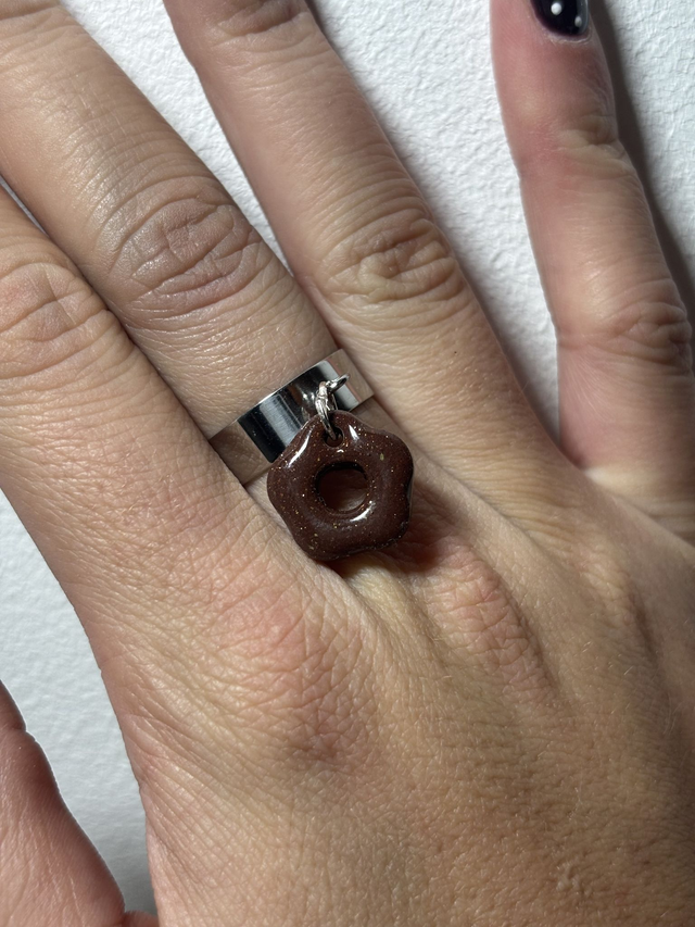 Argent 6mm Pampille Marron Pailleté