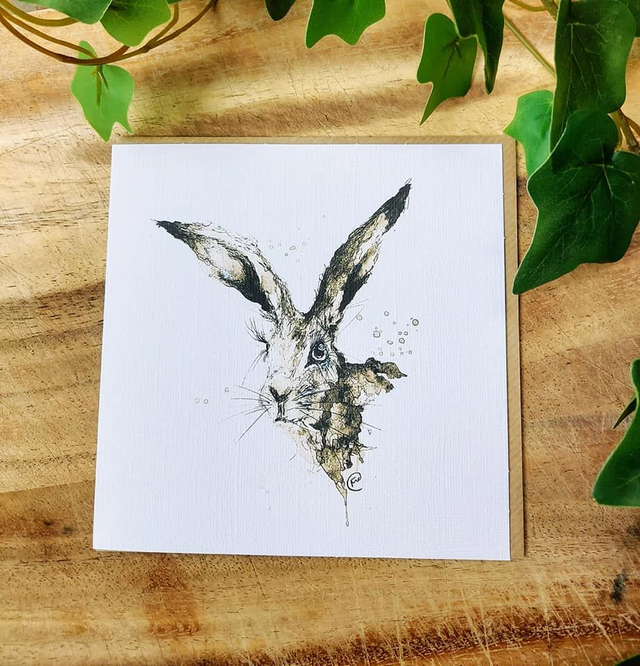 Pen &amp; Ink Hare Greeting Card