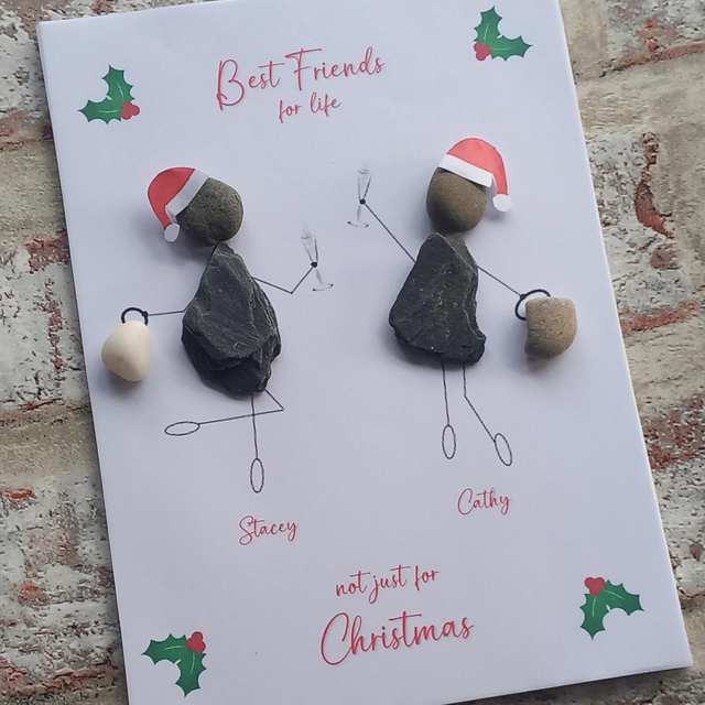 Best friends personalised Christmas card canvas frame 7&quot;x5&quot; 