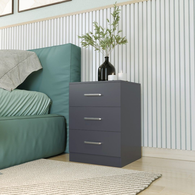 Dakota Bed Side Table 3 Drawer 