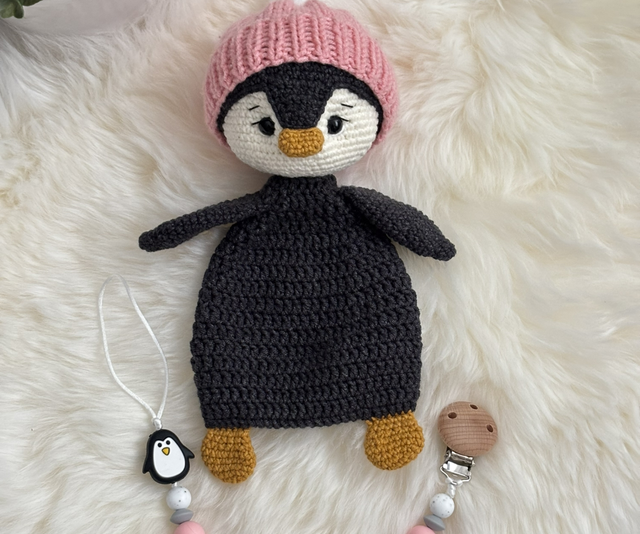 Doudou Pingouin + Attache tétine 