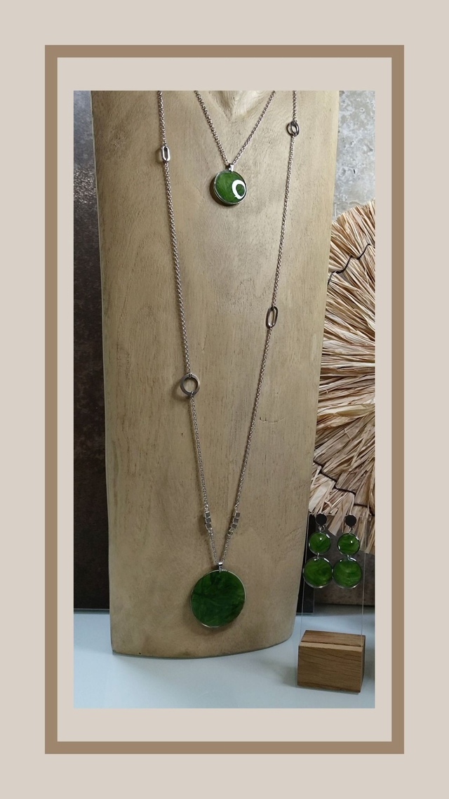 Parure 2 en1 Vert jardin rond 