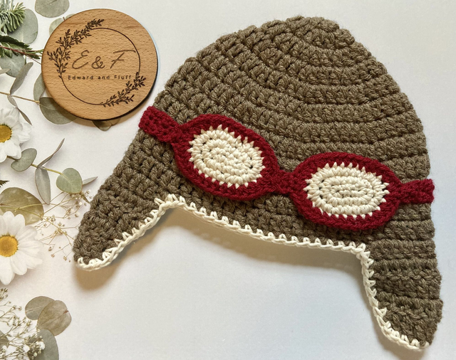 Custom order - Handmade hat. Aviator style with goggles.