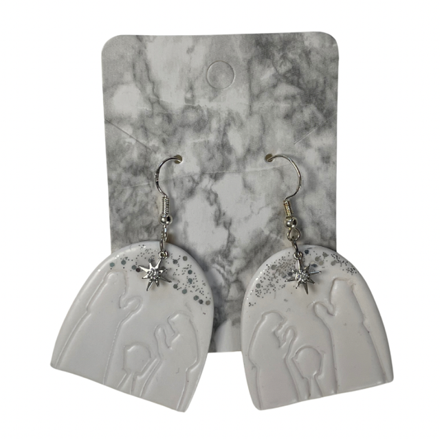 Christmas nativity earrings - silver