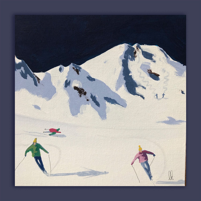 petit tableau skieur12 20X20