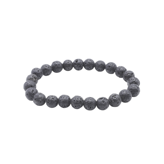💙 Pierre de Lave – Bracelet élastique perles 8 mm – Origine Indonésie – Gisement de Java – Qualité A