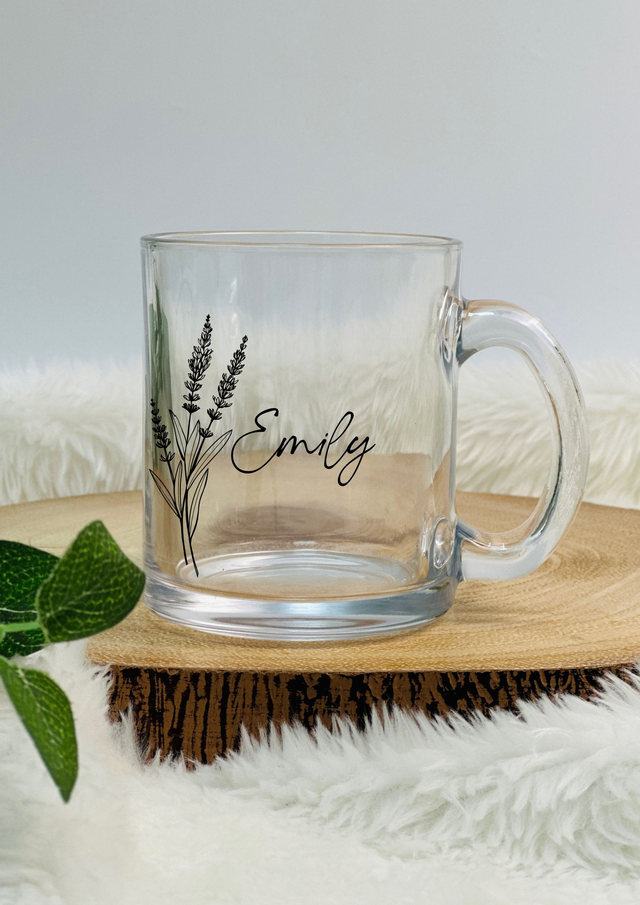 Personalised Floral Glass Mug