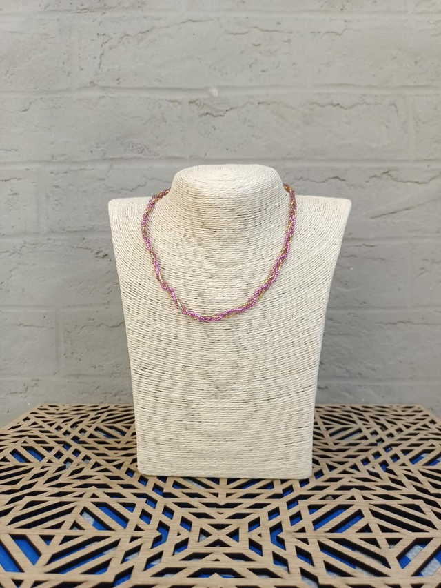 Collier tressé fin - Rose &amp; Or