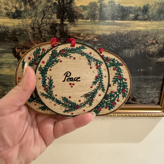 HANDMADE WOOD AND CORK BAUBLE