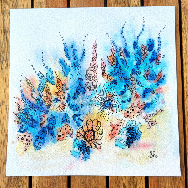 Aquarelle Danse des algues