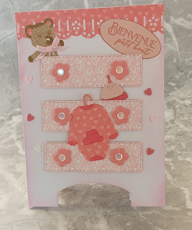 Carte de Naissance Artisanale Fille – "Bienvenue Petit Bout" N 1