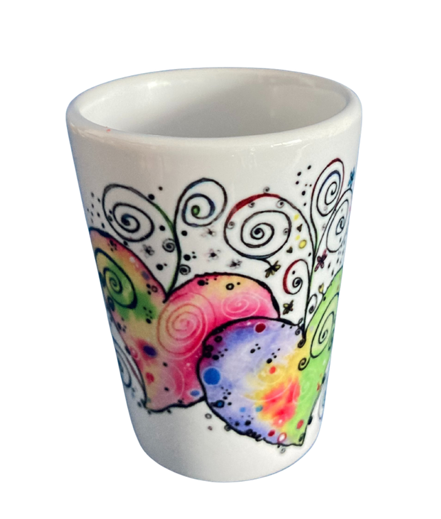 Schnapsglas Keramik "2Herzen"