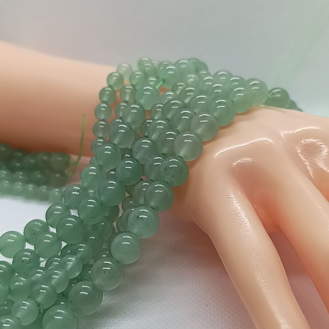 Aventurine Verte Perles Rondes Polies - Fil Complet