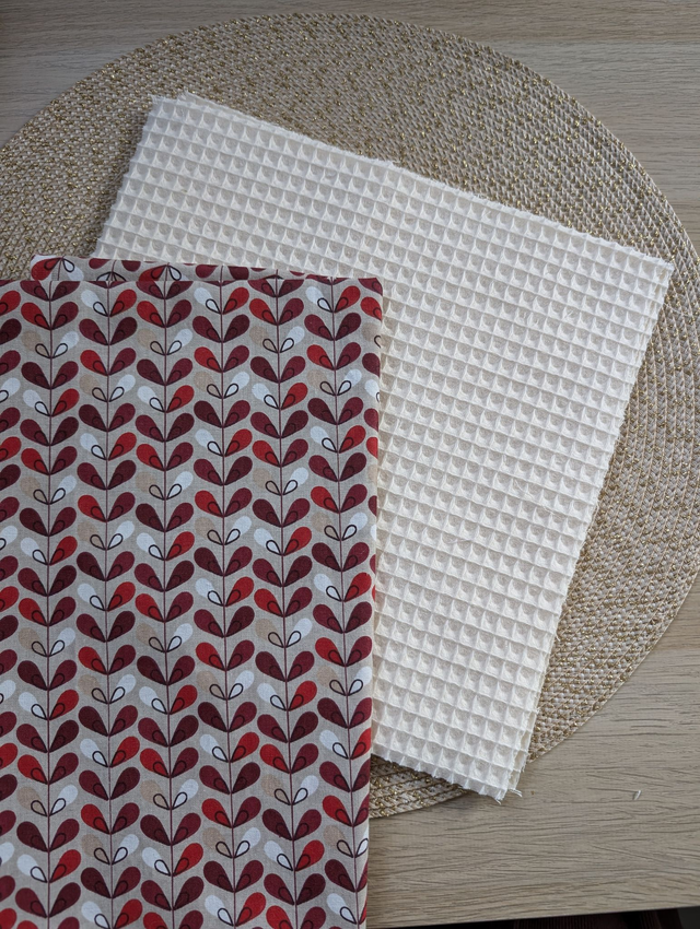 Essuies tout lavables rouges et beige