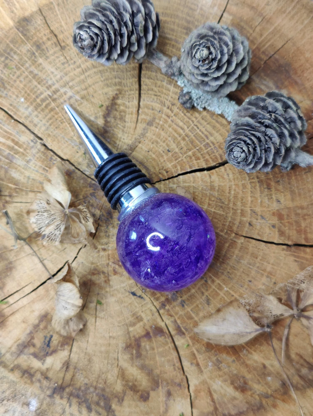 Bouchon de bouteilles réutilisable en verre recyclé violet
