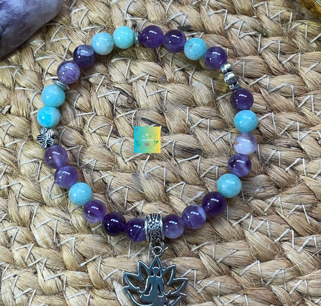 🪷🧘♀️ Bracelet en Amazonite et Améthyste