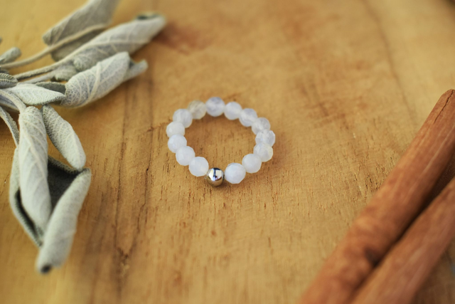 Bague Litho – Calcédoine bleue : Communication &amp; Sérénité 