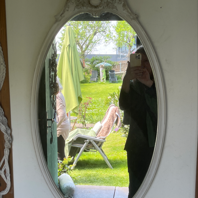 Ovaler weißer Spiegel Shabby - Chic