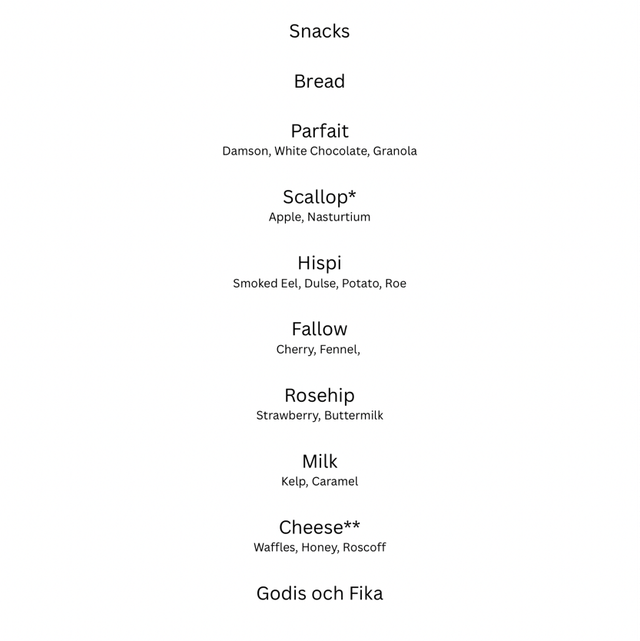 5 Course Tasting menu 5.30pm