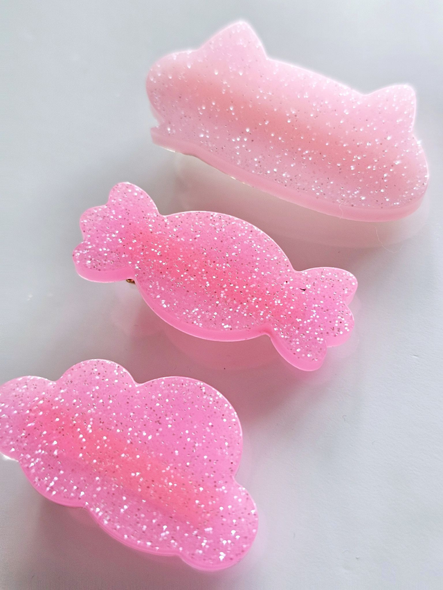 TRIO BARRETTES ROSE BONBON