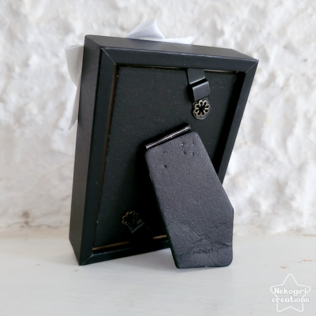 Mini dessin encadré - Chat rose et bleu