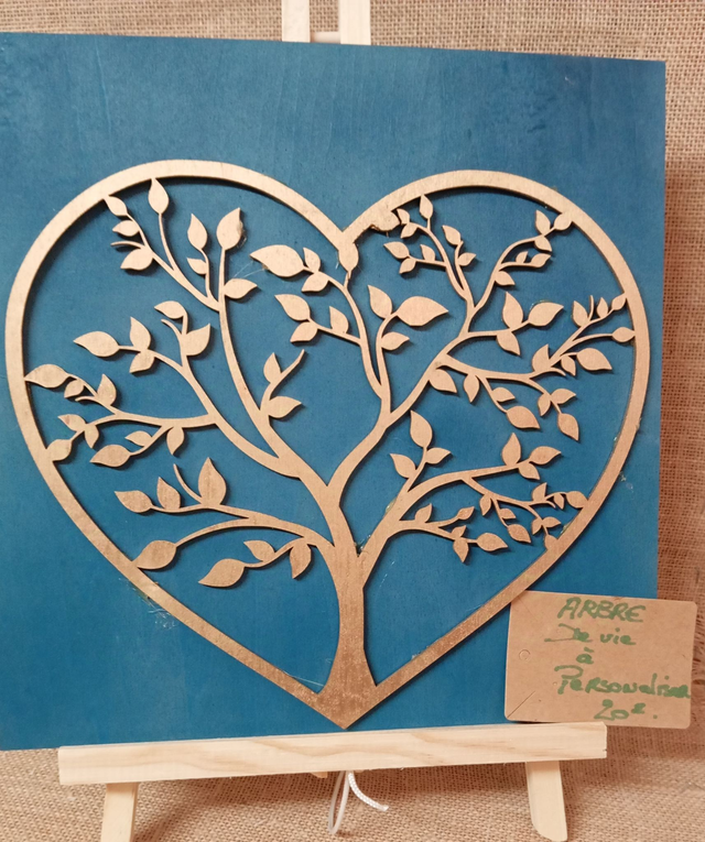 Arbre de vie en coeur à personnaliser en bois 