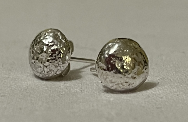Recycled Silver Textured Dome Stud Earrings