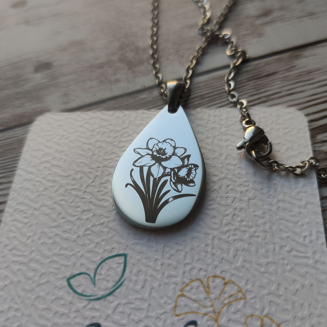 Collier &quot;Jonquille&quot; goutte argenté