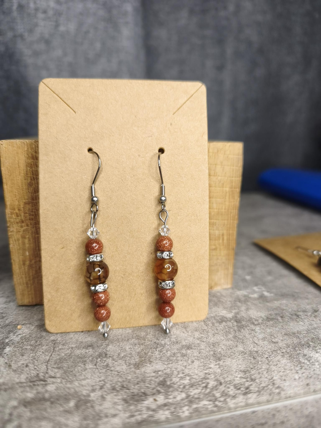Boucles d'oreilles agate et pierre de sable 