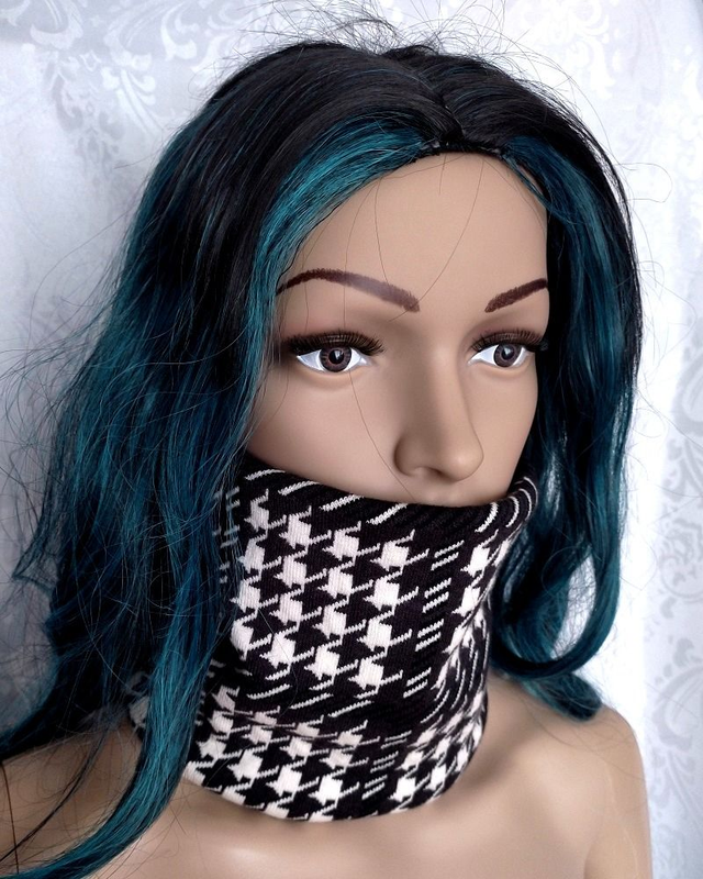 Snood molleton adulte motif pied-de-poule noir et blanc