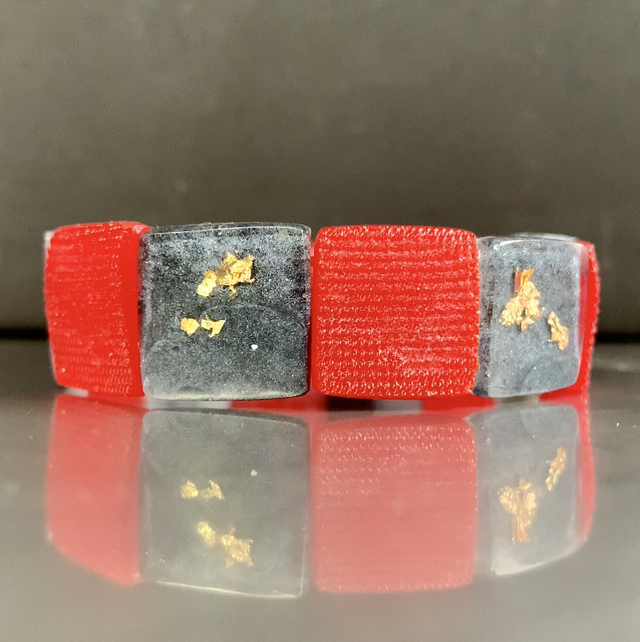 Bracelet Clarys - rouge et noir feuilles d’or