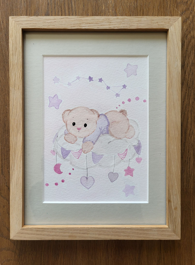 Mignon petit ours sur son nuage 