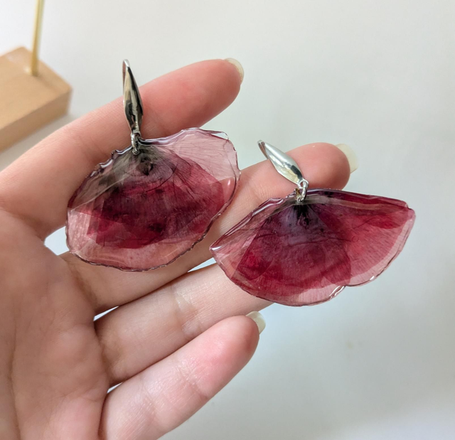 Pendientes de amapola real