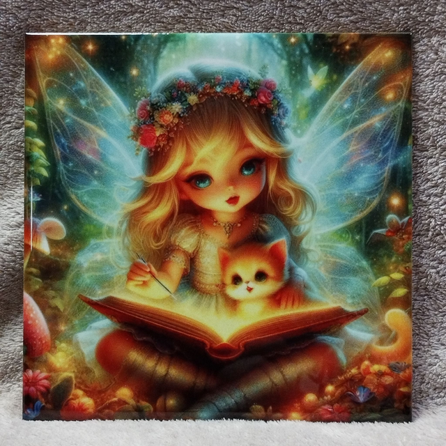 Fée avec chat sur genou