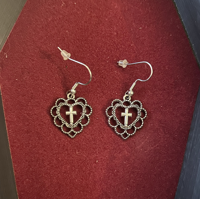 Heart cross earrings 