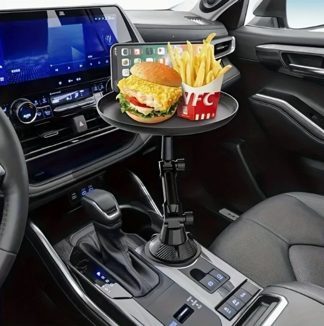 Support universel plateau de voiture avec support de téléphone ABS réglable - Porte-gobelet multifonctionnel , idéal pour une utilisation en voiture