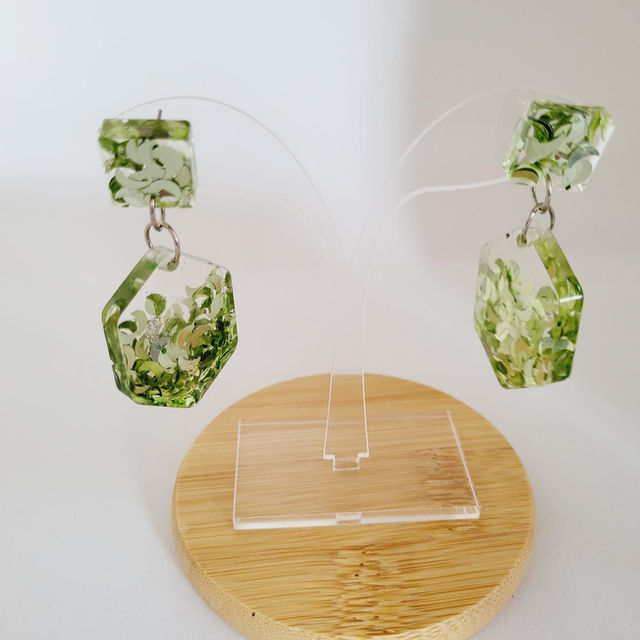 BOUCLE D’OREILLE TRANSPARENT AVEC PAILETTE LUNE