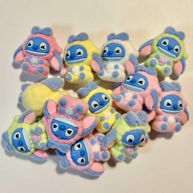 Stitch inspired flocked figure in 4 colours to choose 