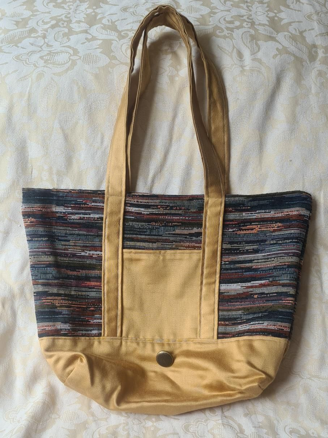 Gold  / Dark Stripe 'Daffodil' Beach Bag