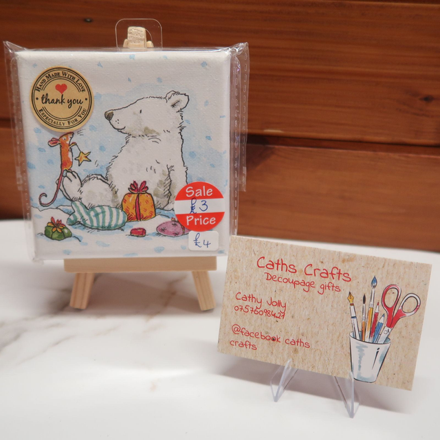 SALE! Decoupage Mini Christmas Canvas