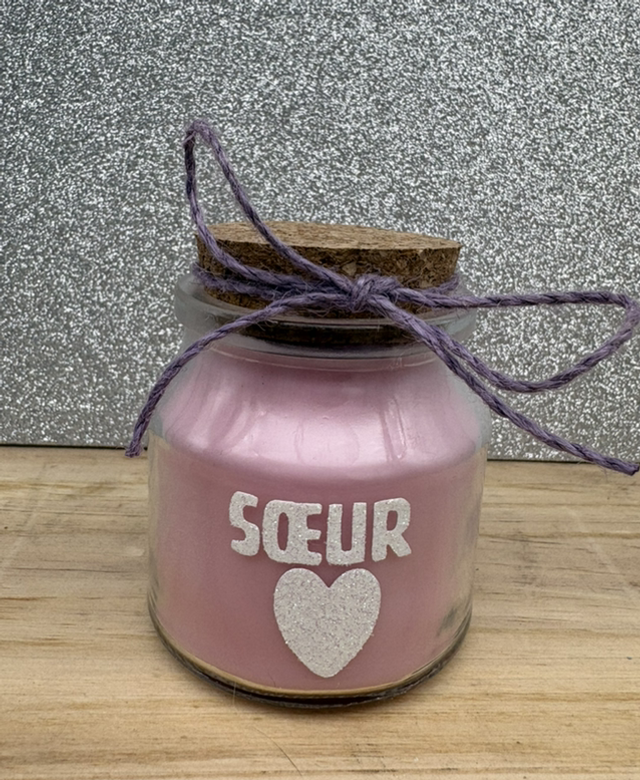 Bougie bocal rose SŒUR phospho