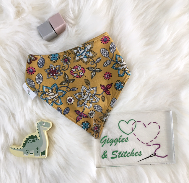 Retro Flowers Bandana Bib