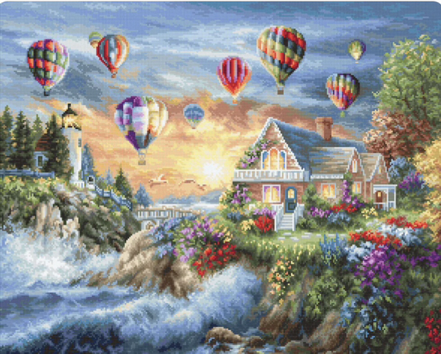 Balloons over Sunset Counted Cross Stitch kit by Luca-S