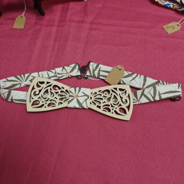 ✨ Nœuds papillon artisanaux bois &amp; coton – Fabrication auvergnate ✨